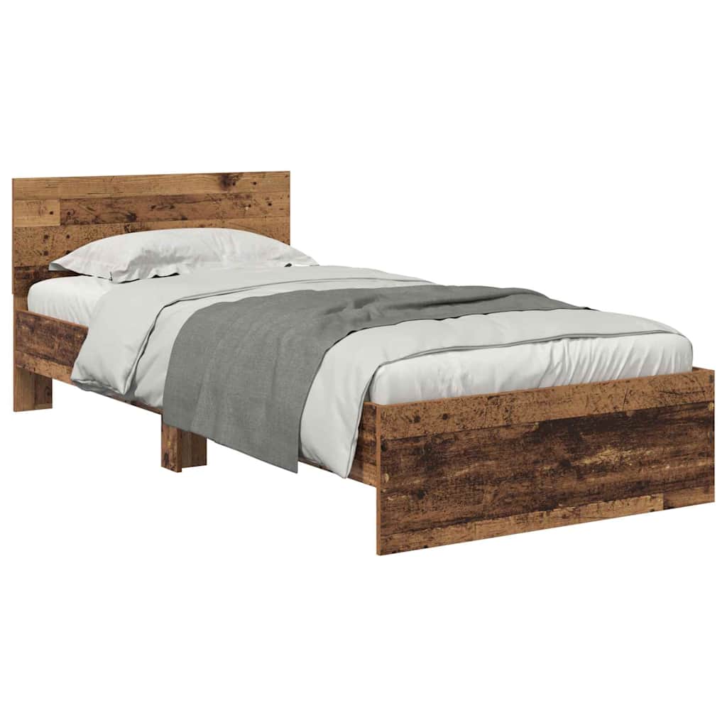 Bed Frame with Headboard Old Wood 90 x 190 cm Engineered Wood
