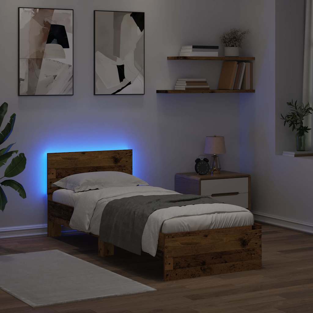 Bed Frame with Headboard Old Wood 75 x 190 cm Engineered Wood