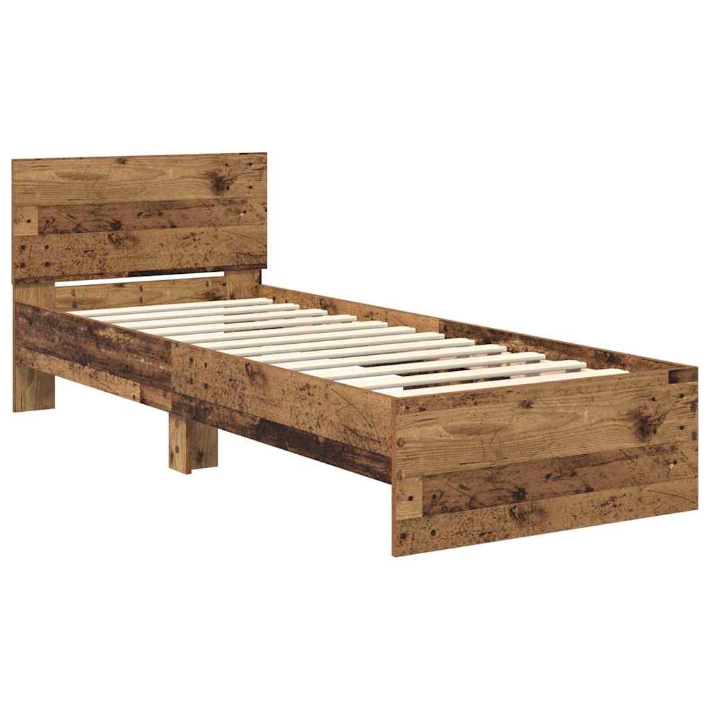 Bed Frame with Headboard Old Wood 75 x 190 cm Engineered Wood