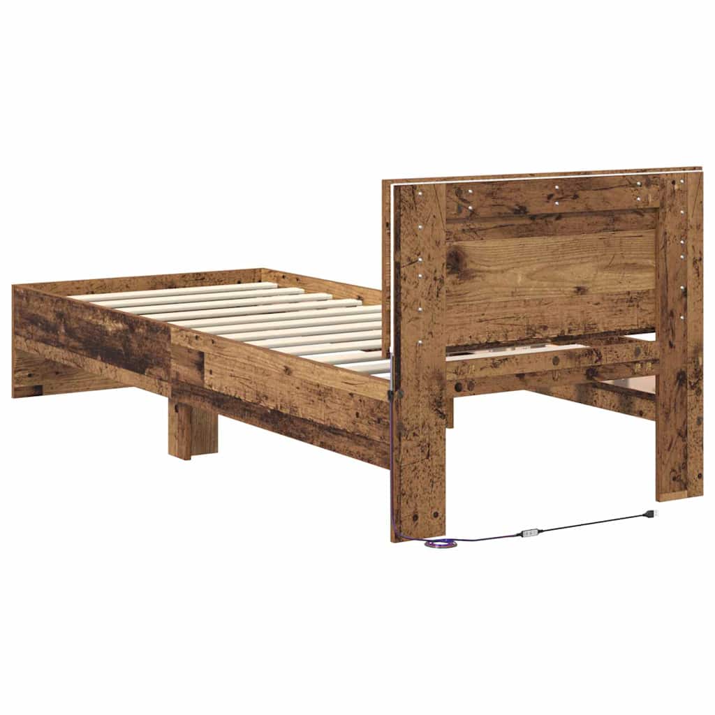 Bed Frame with Headboard Old Wood 75 x 190 cm Engineered Wood