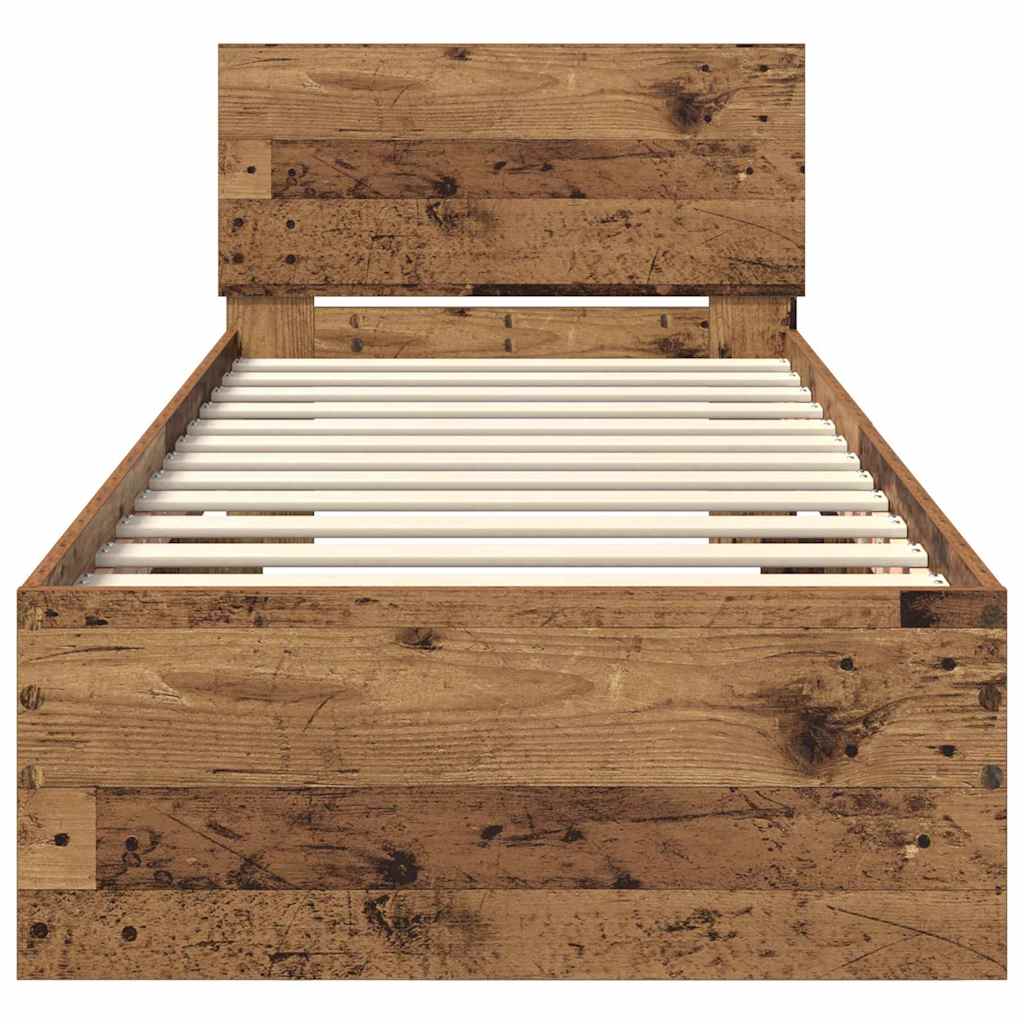 Bed Frame with Headboard Old Wood 75 x 190 cm Engineered Wood
