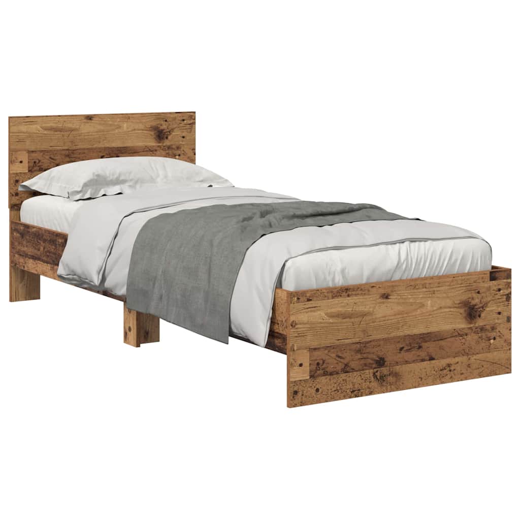 Bed Frame with Headboard Old Wood 75 x 190 cm Engineered Wood