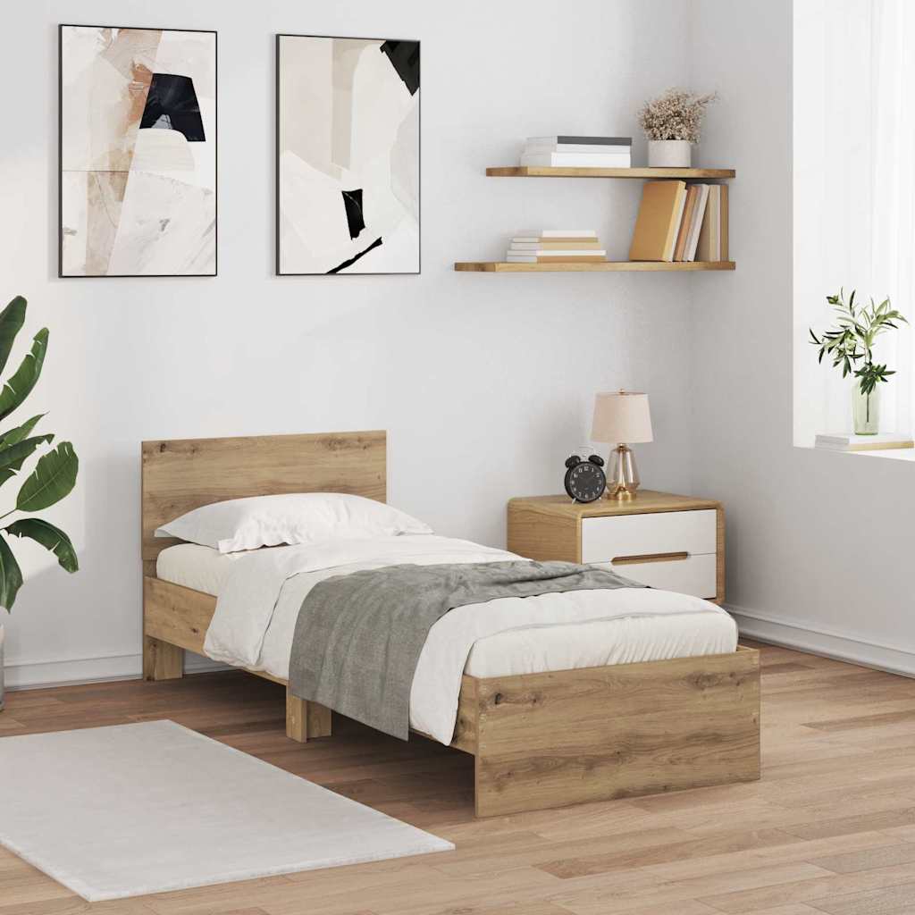 Bed Frame Artisan Oak 75 x 190 cm Engineered Wood