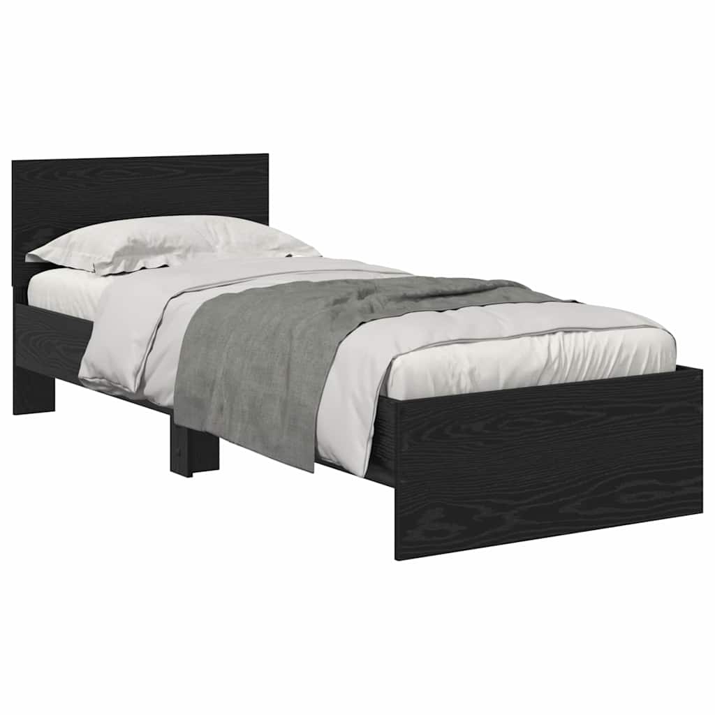 Bed Frame with Headboard Black Oak 75 x 190 cm Engineered Wood