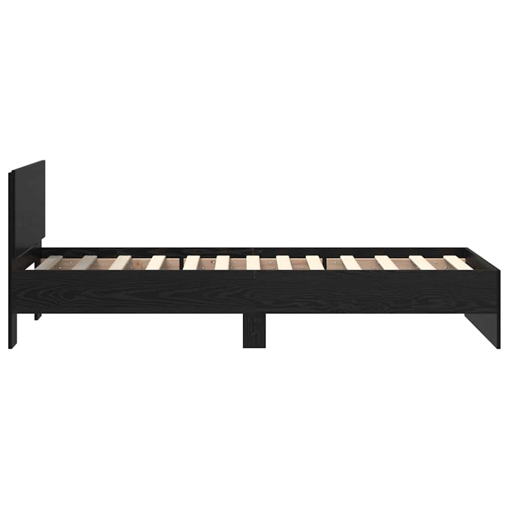 Bed Frame with Headboard Black Oak 75 x 190 cm Engineered Wood
