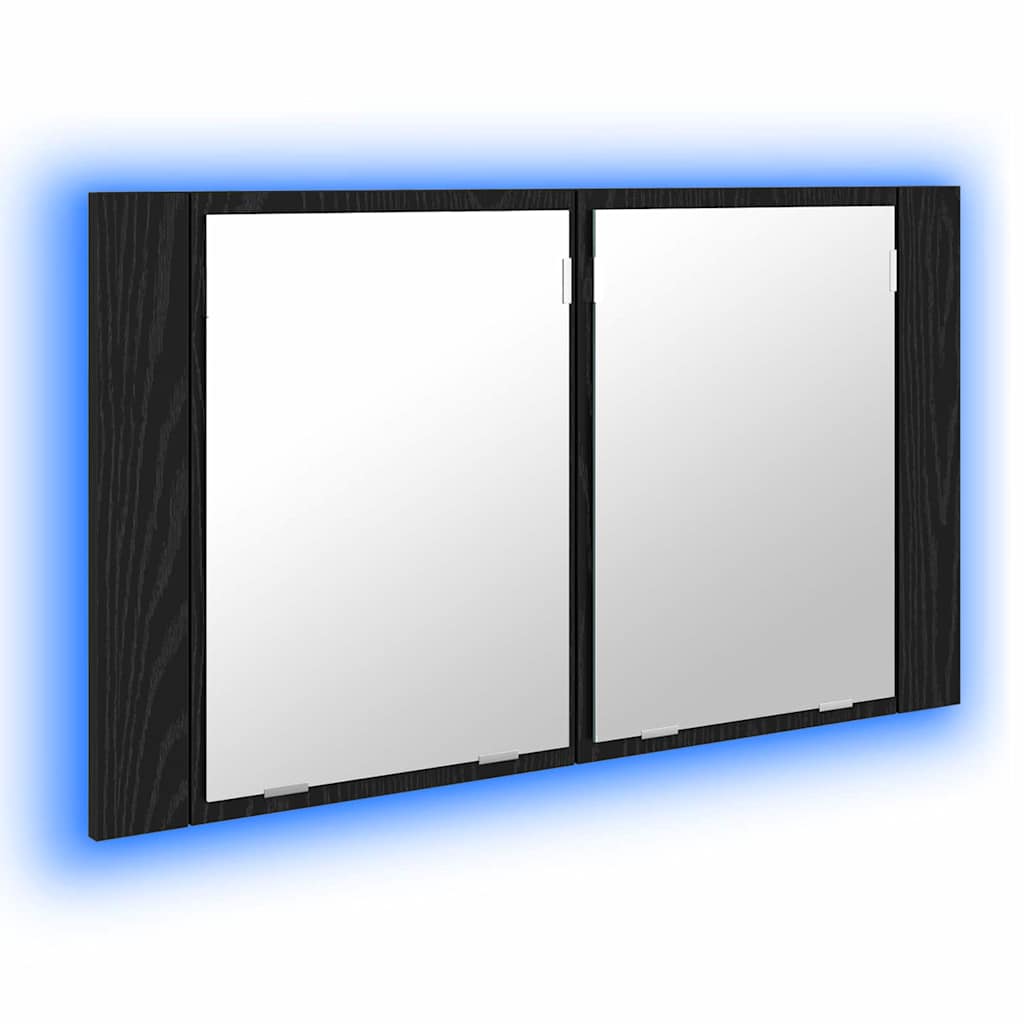 Bathroom Mirror Cabinet with Shelf Black Oak 80 x 12 x 45 cm