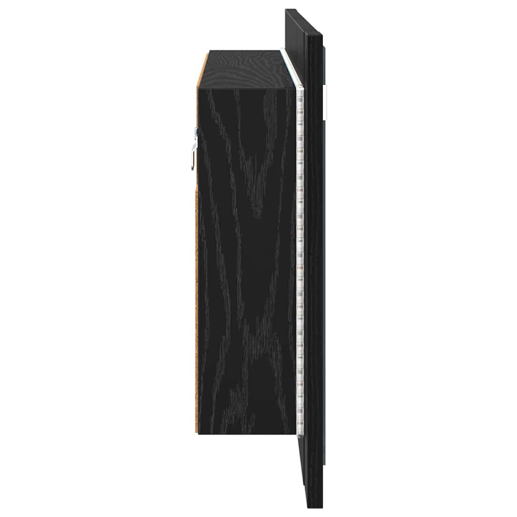 Bathroom Mirror Cabinet with Shelf Black Oak 80 x 12 x 45 cm