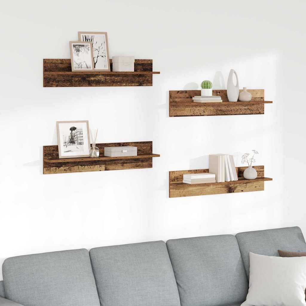 Wall Shelves 4 pcs Old Wood 80 x 11.5 x 18 cm Engineered Wood