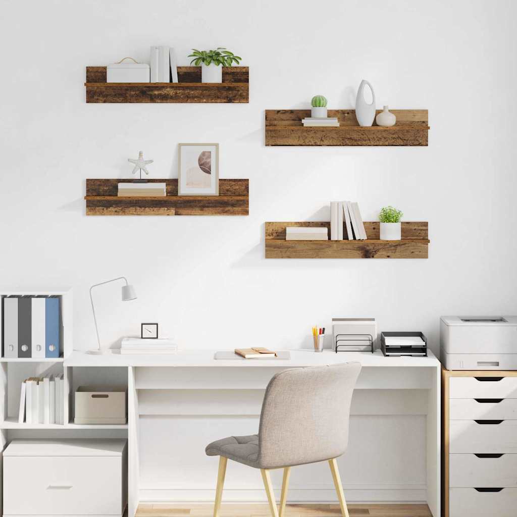 Wall Shelves 4 pcs Old Wood 80 x 11.5 x 18 cm Engineered Wood