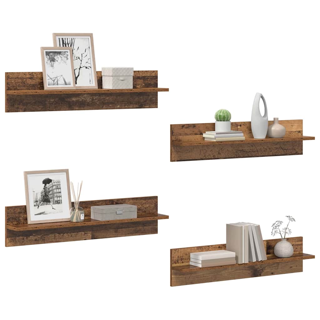 Wall Shelves 4 pcs Old Wood 80 x 11.5 x 18 cm Engineered Wood