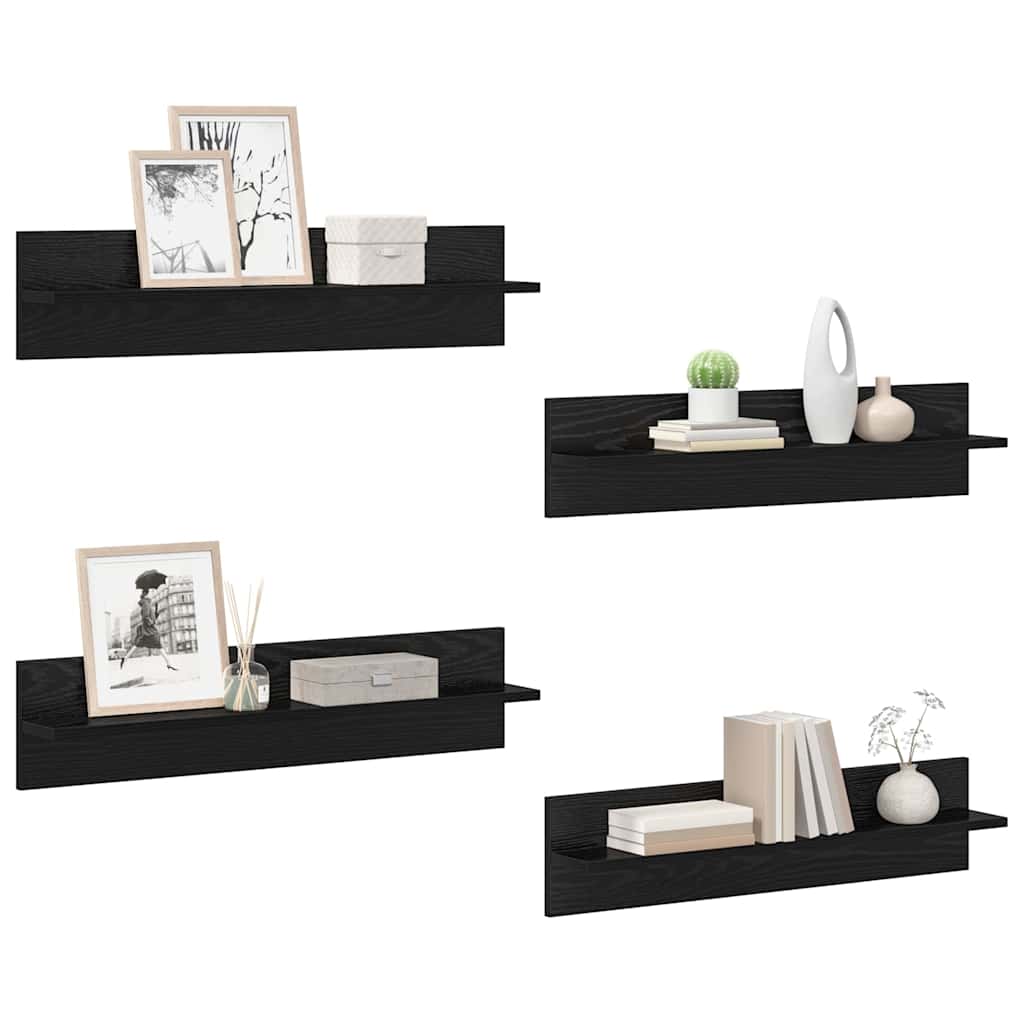 Wall Shelves Wall-Mounted 4 pcs Black Oak 80 x 11.5 x 18 cm