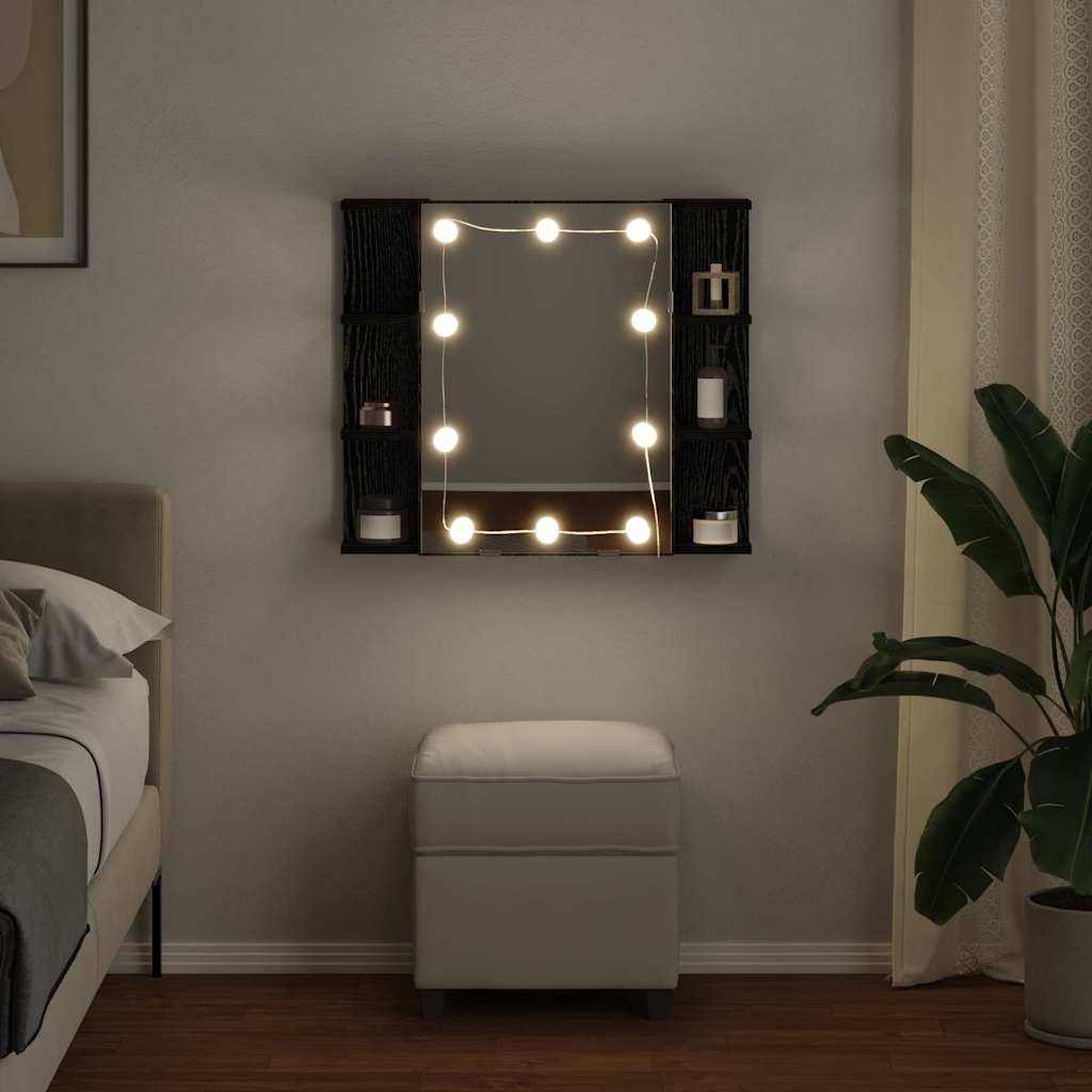 Mirror Cabinet Black Oak 70 x 16.5 x 60 cm Engineered Wood