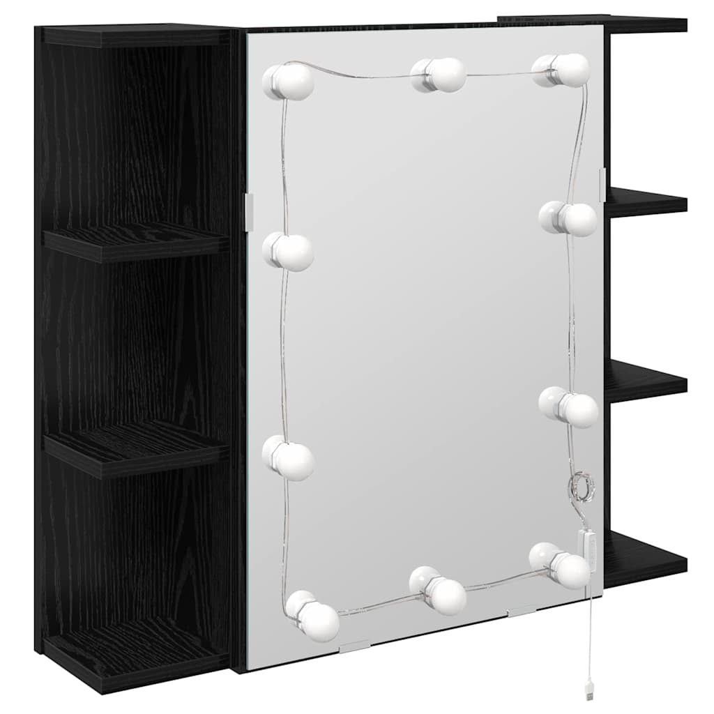 Mirror Cabinet Black Oak 70 x 16.5 x 60 cm Engineered Wood