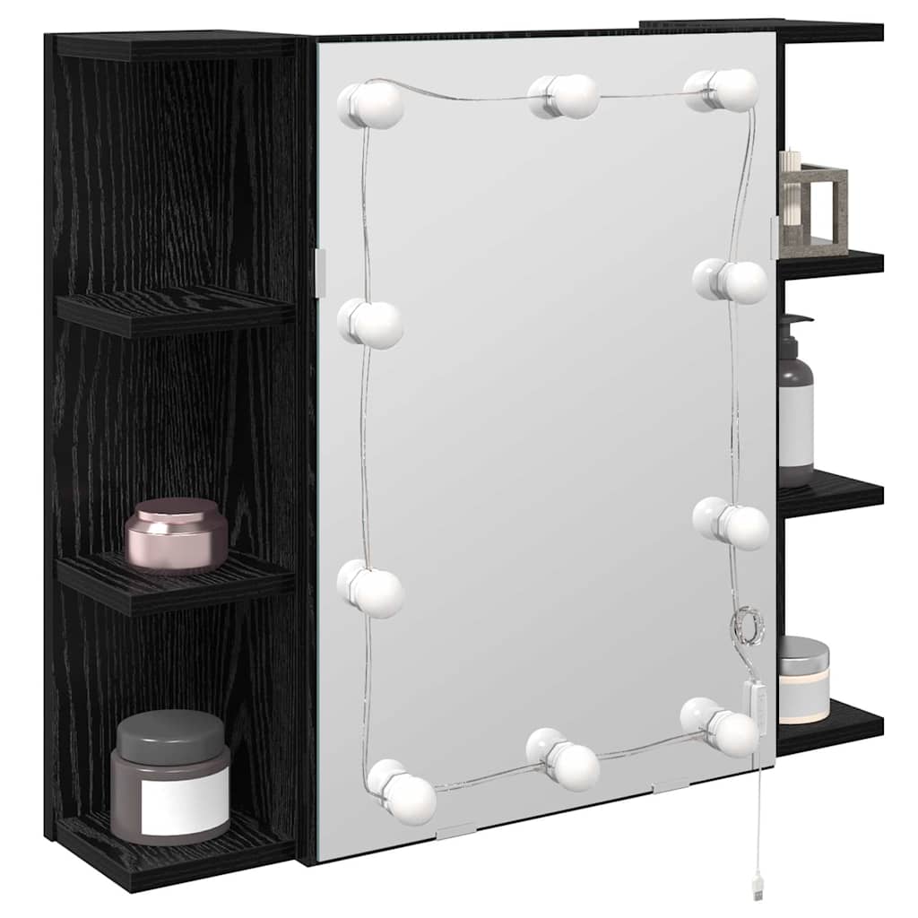 Mirror Cabinet Black Oak 70 x 16.5 x 60 cm Engineered Wood