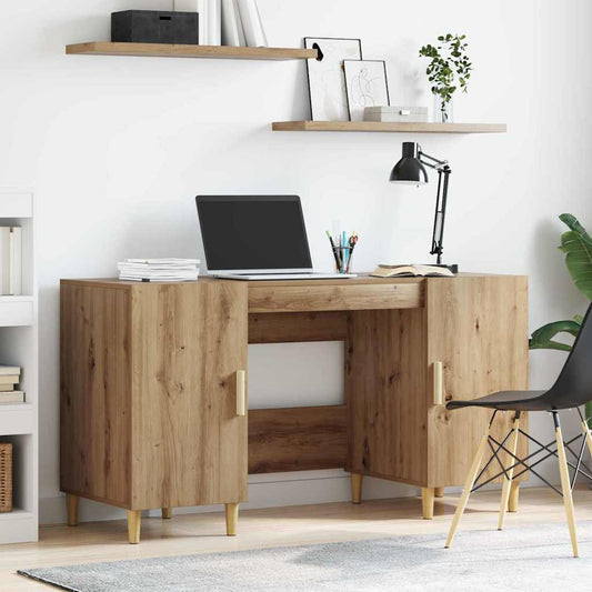 Desk with Shelf Artisan Oak 140 x 50 x 75 cm Engineered Wood