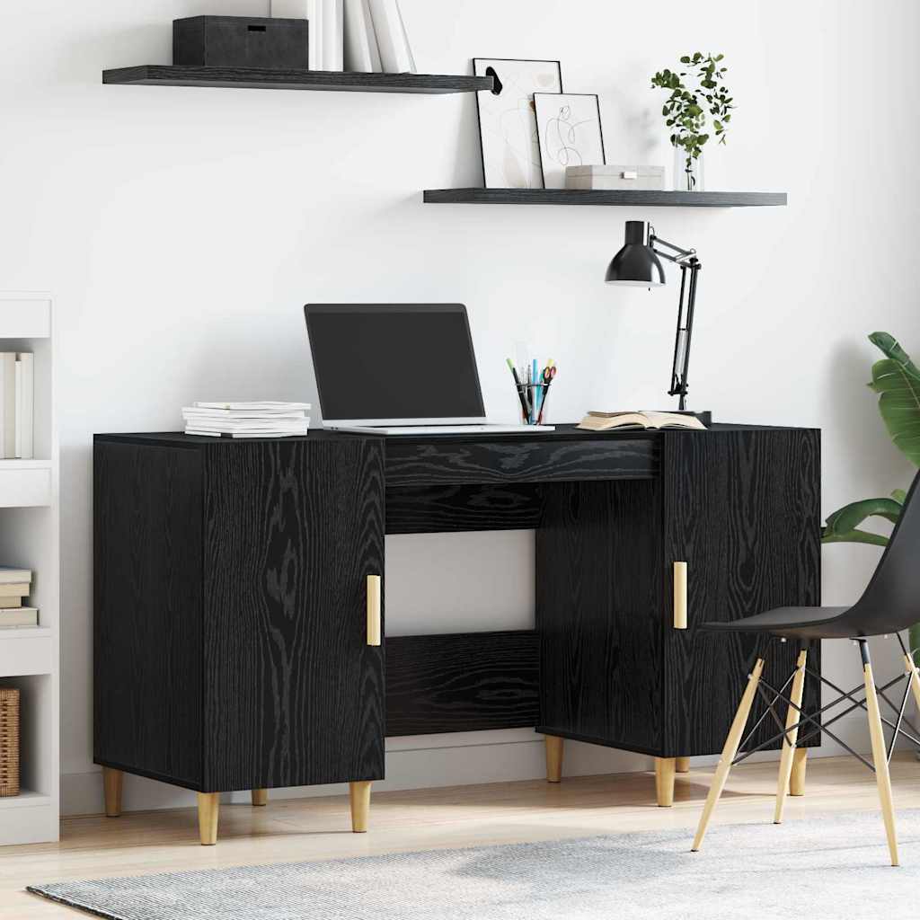 Desk Black Oak Engineered Wood 140 x 50 x 75 cm