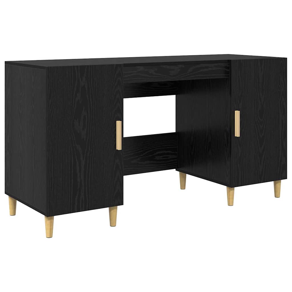 Desk Black Oak Engineered Wood 140 x 50 x 75 cm