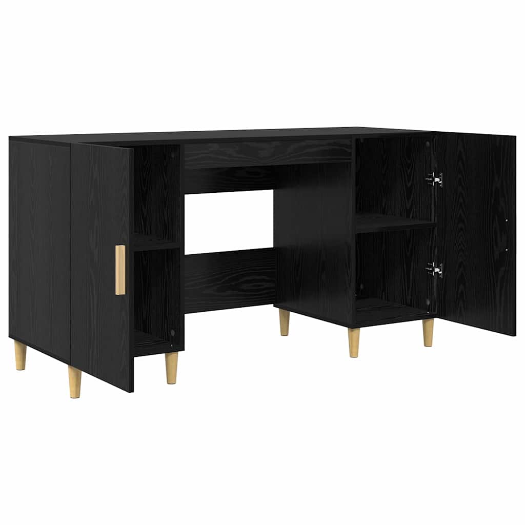 Desk Black Oak Engineered Wood 140 x 50 x 75 cm