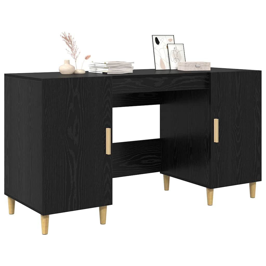 Desk Black Oak Engineered Wood 140 x 50 x 75 cm