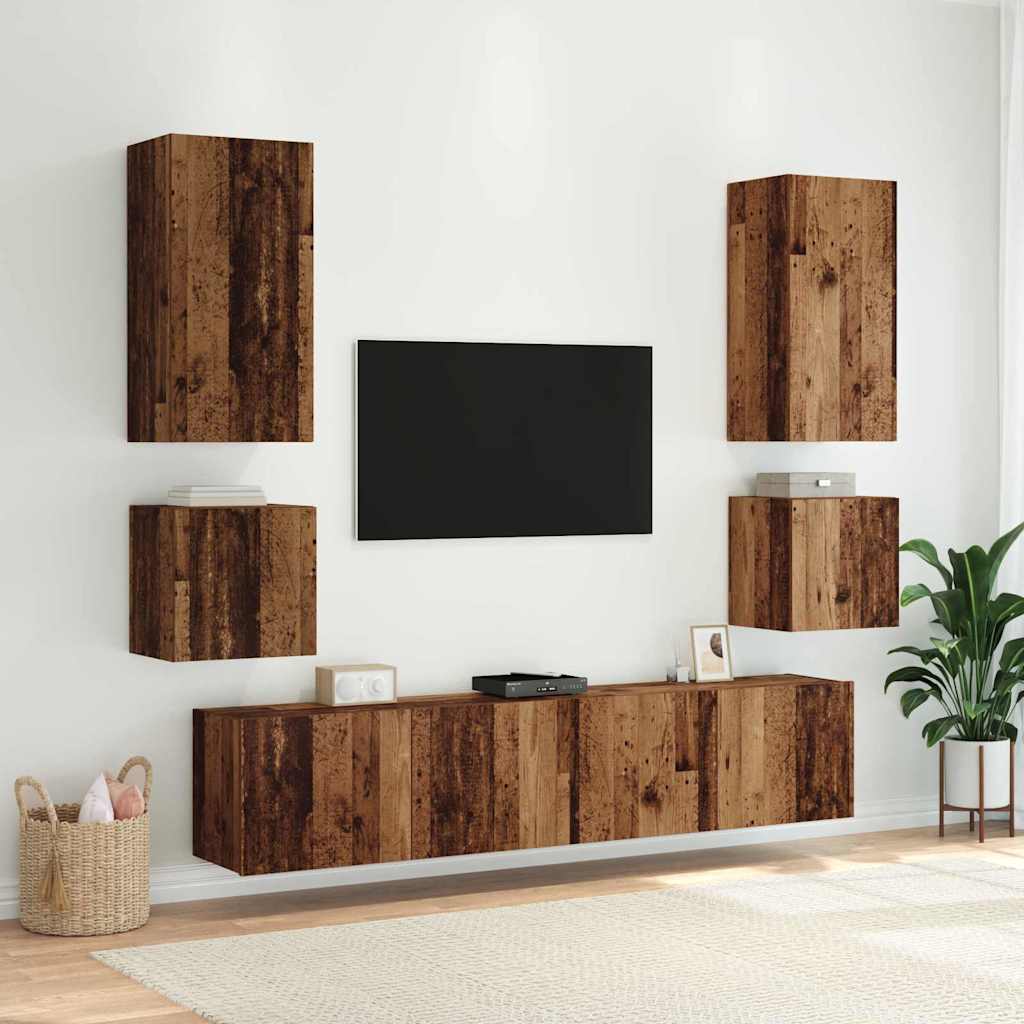TV Wall Cabinet Old Wood Engineered Wood