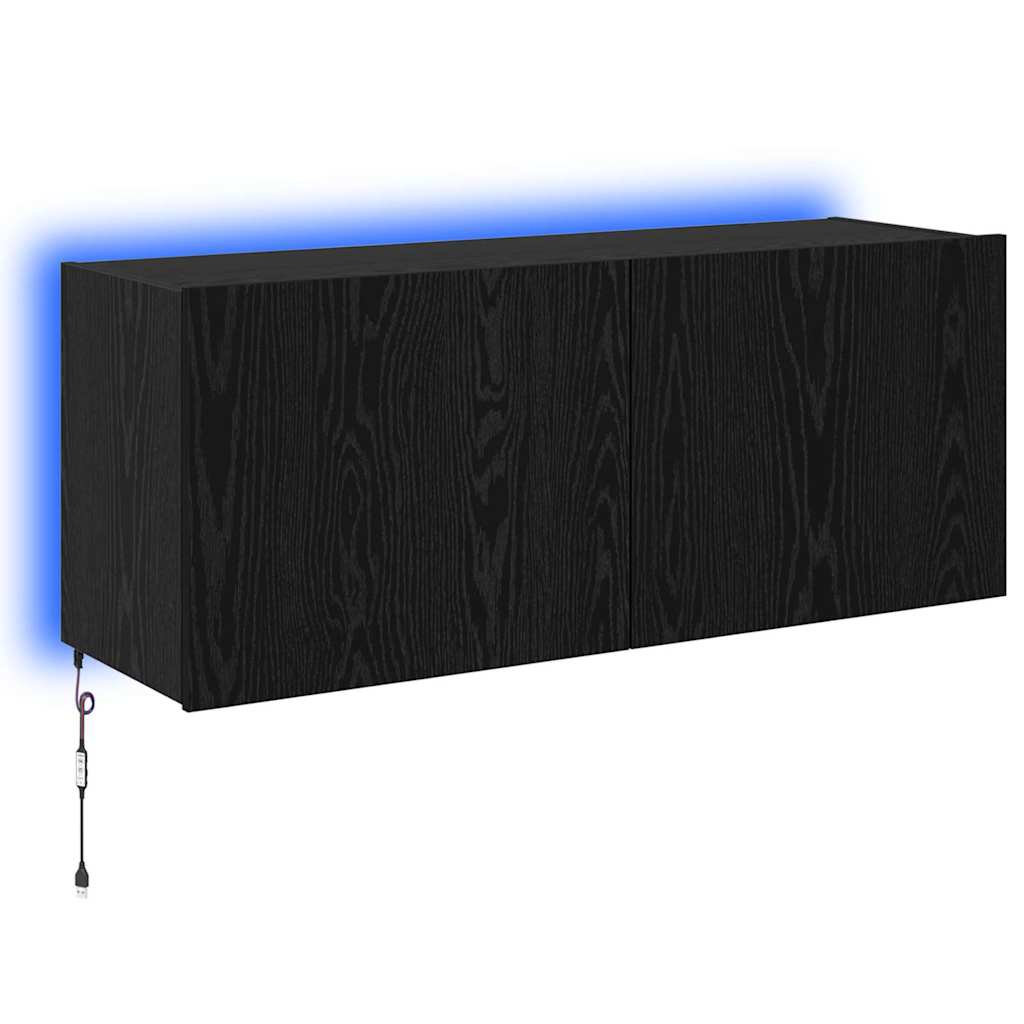 TV Wall Cabinet Black Oak 100 x 35 x 41 cm Engineered Wood