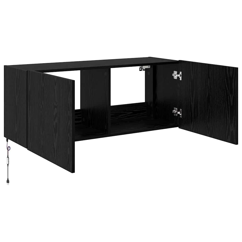 TV Wall Cabinet Black Oak 100 x 35 x 41 cm Engineered Wood