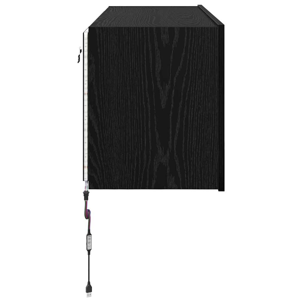TV Wall Cabinet Black Oak 100 x 35 x 41 cm Engineered Wood