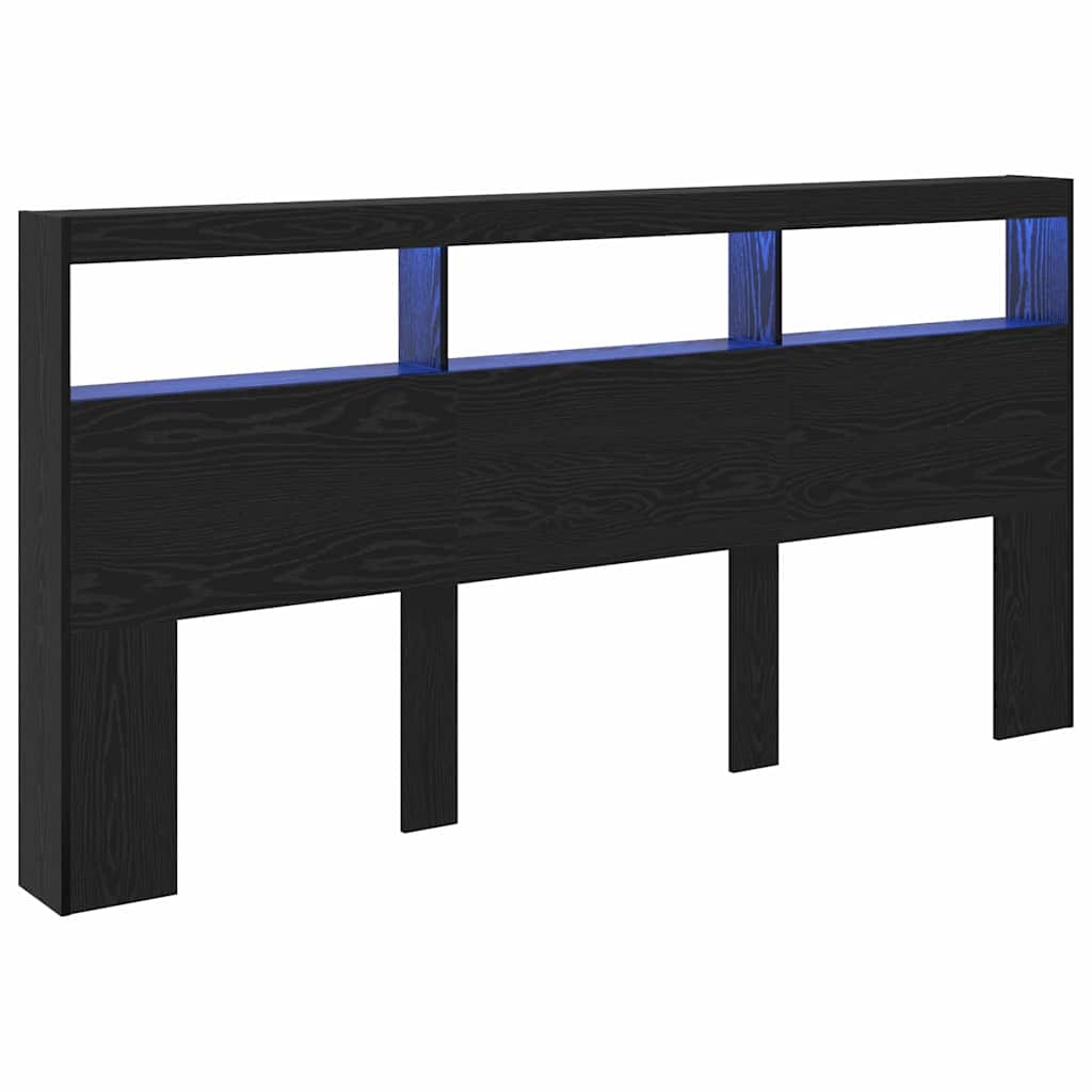 Headboard Black Oak 200 x 17 x 102 cm Engineered Wood