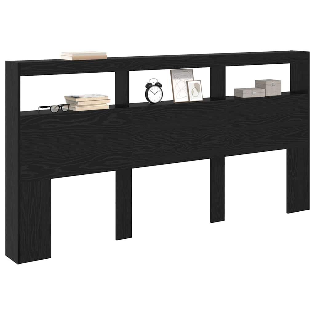 Headboard Black Oak 200 x 17 x 102 cm Engineered Wood