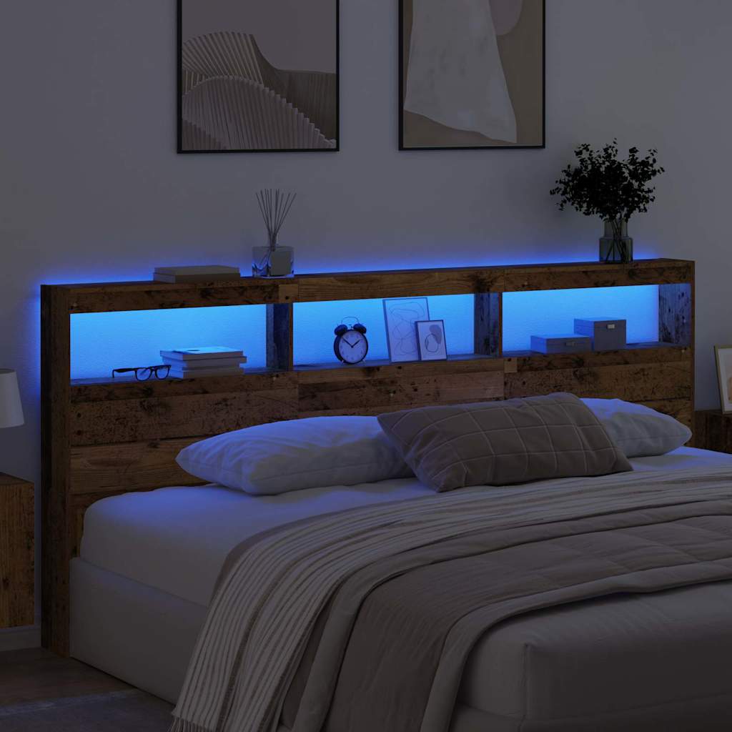 Headboard with Shelf Old Wood 220 x 17 x 102 cm Engineered Wood
