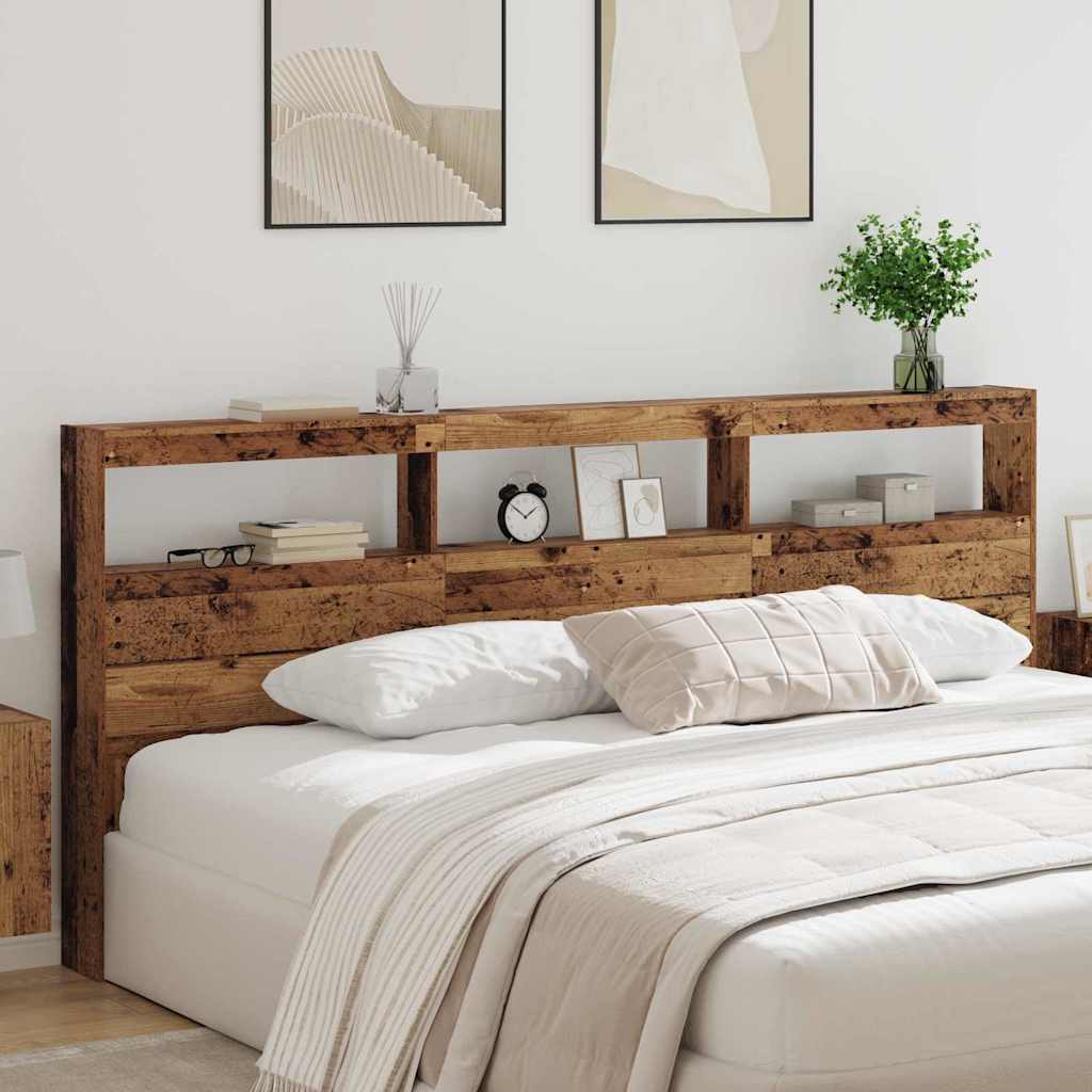 Headboard with Shelf Old Wood 220 x 17 x 102 cm Engineered Wood