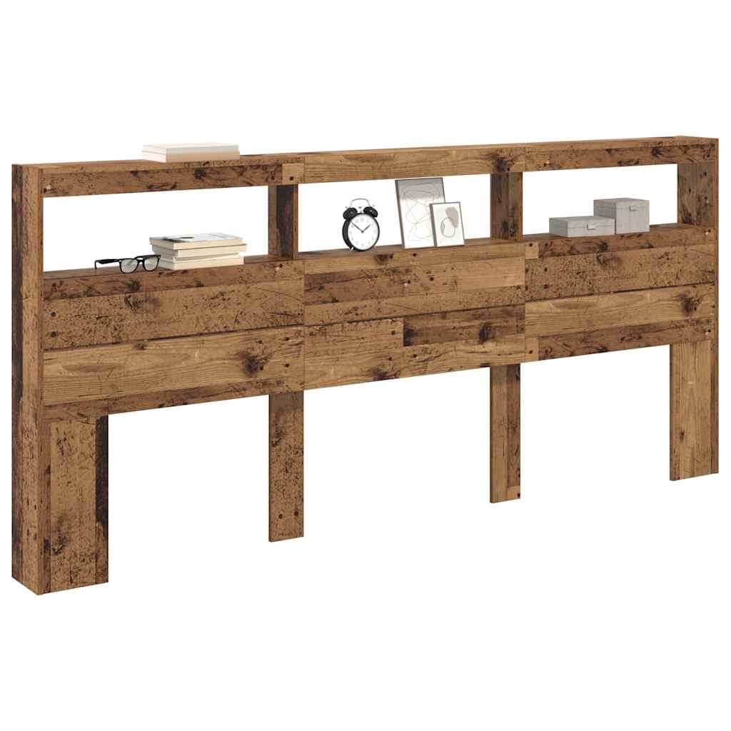 Headboard with Shelf Old Wood 220 x 17 x 102 cm Engineered Wood