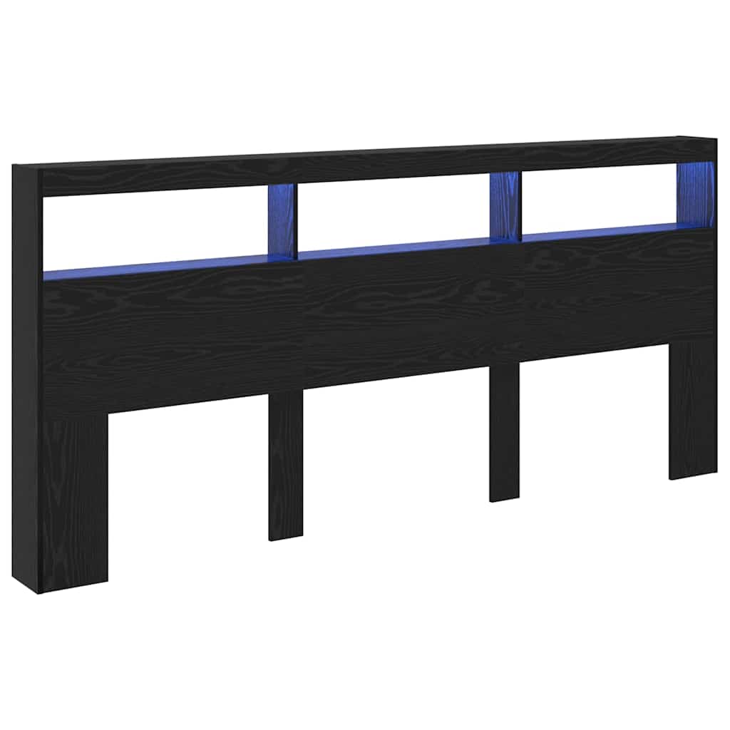 Headboard Black Oak 220 x 17 x 102 cm Engineered Wood