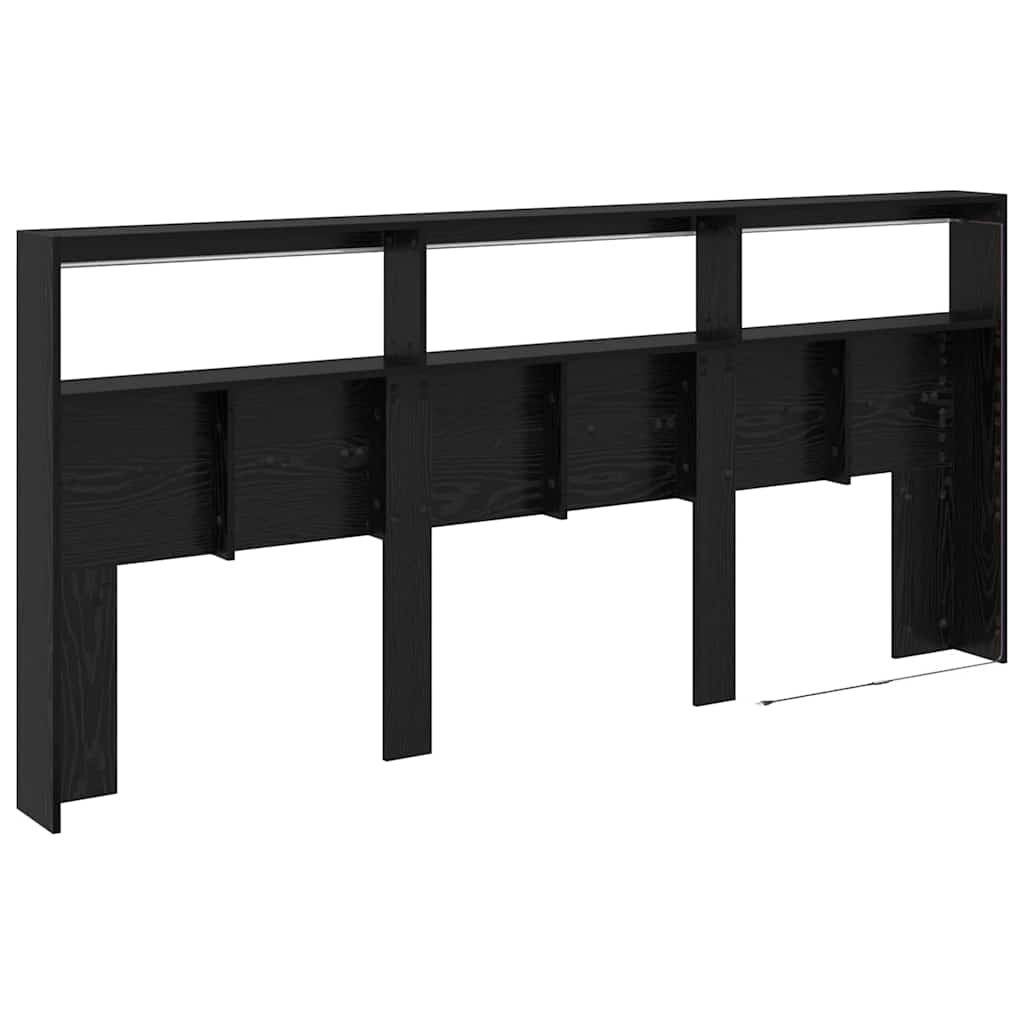 Headboard Black Oak 220 x 17 x 102 cm Engineered Wood
