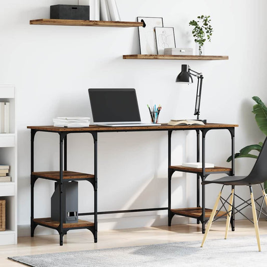 Desk with Shelf Old Wood 140 x 50 x 75 cm Engineered Wood