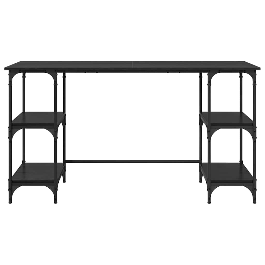 Desk with Shelf Black Oak 140 x 50 x 75 cm Engineered Wood