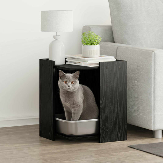 Cat Litter Box Enclosure Black Oak 42 x 42 x 51 cm