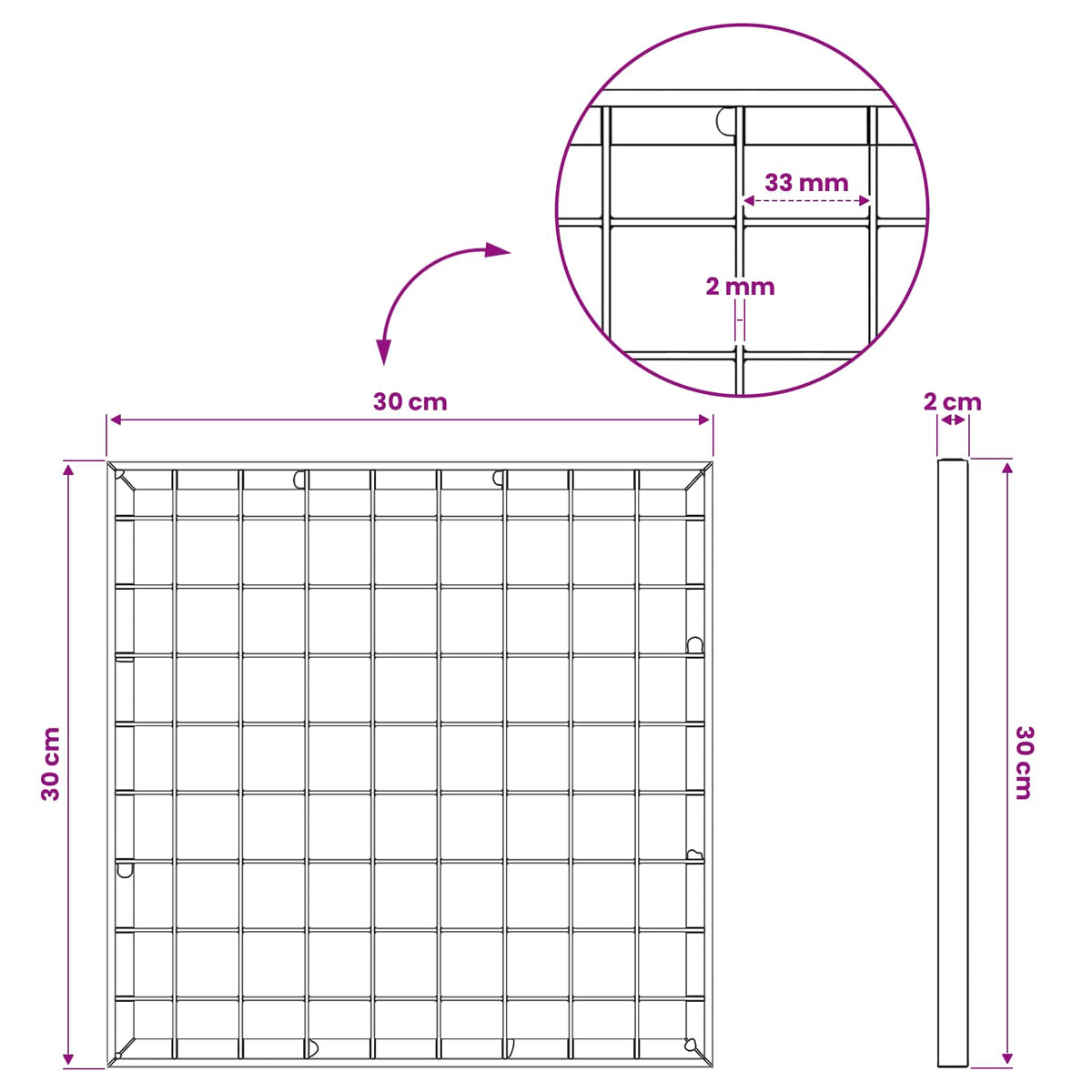 Grating Silver 30 x 30 x 2 cm Hot-Dip Galvanised Steel