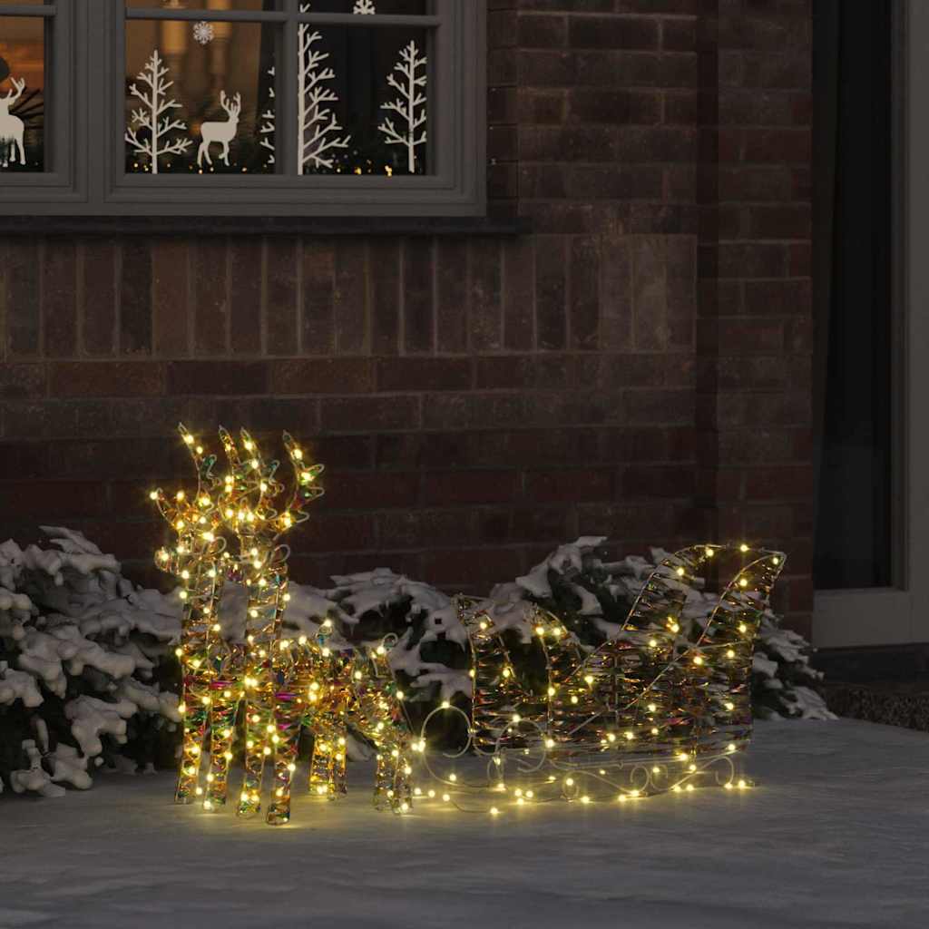 Reindeer Pull Sleigh Warm White 30 x 12 x 54.5 cm PET