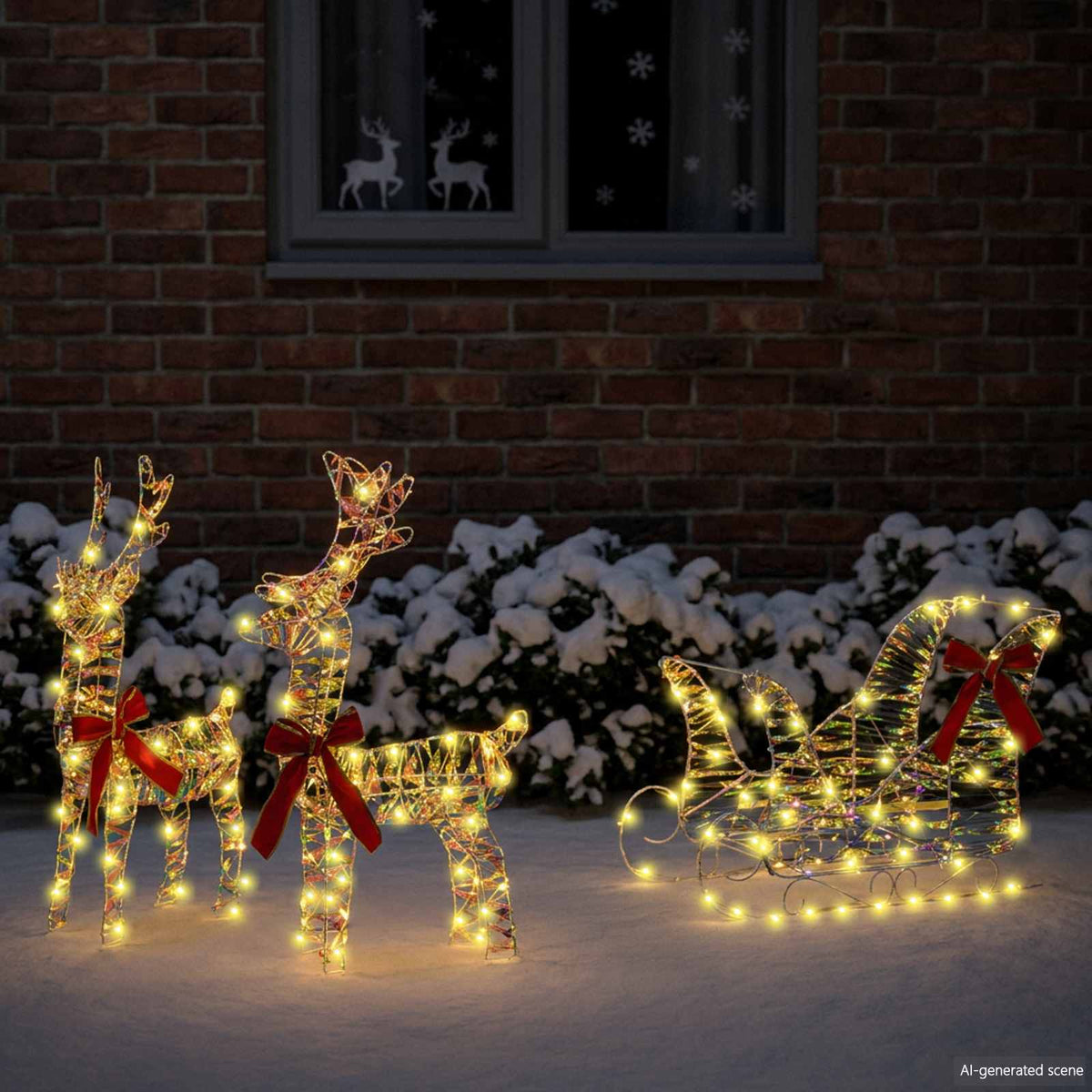 3D Christmas Reindeer with Sleigh LOVIISA 3 pcs