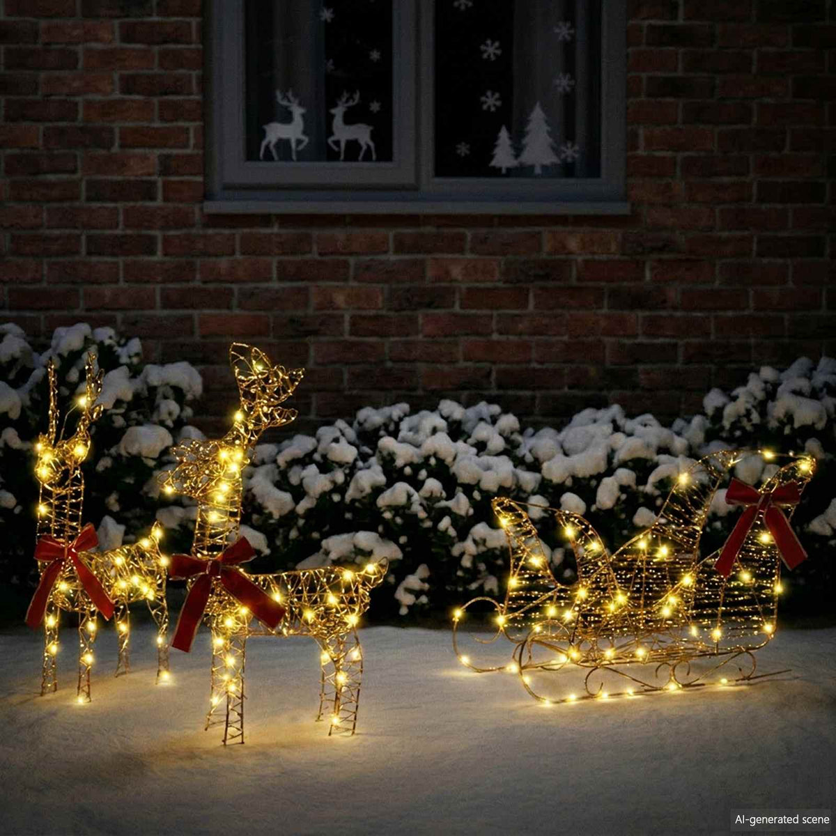 3D Christmas Reindeer with Sleigh LOVIISA 3 pcs