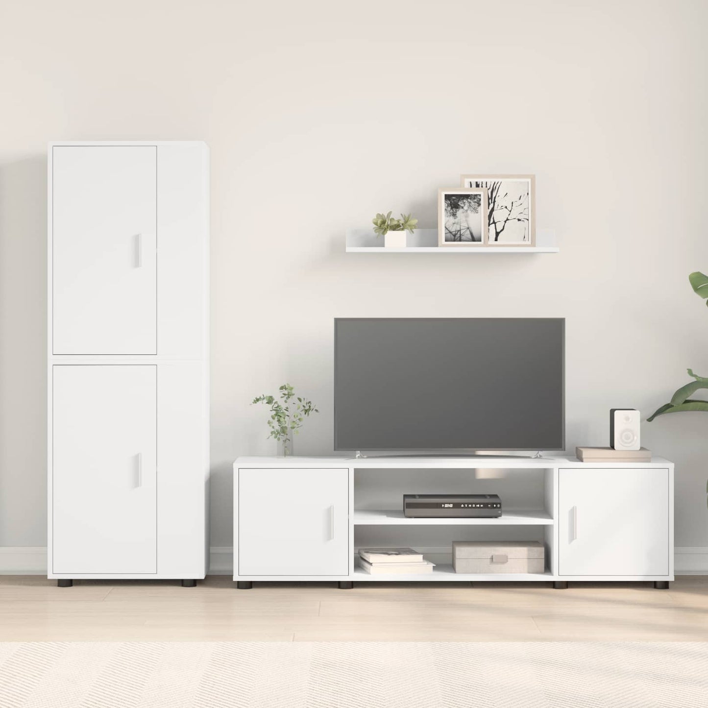 TV Cabinet Set Wall-mounted 4 pcs White Engineered wood
