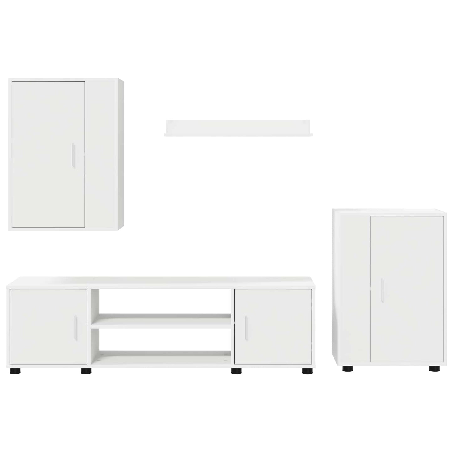 TV Cabinet Set Wall-mounted 4 pcs White Engineered wood