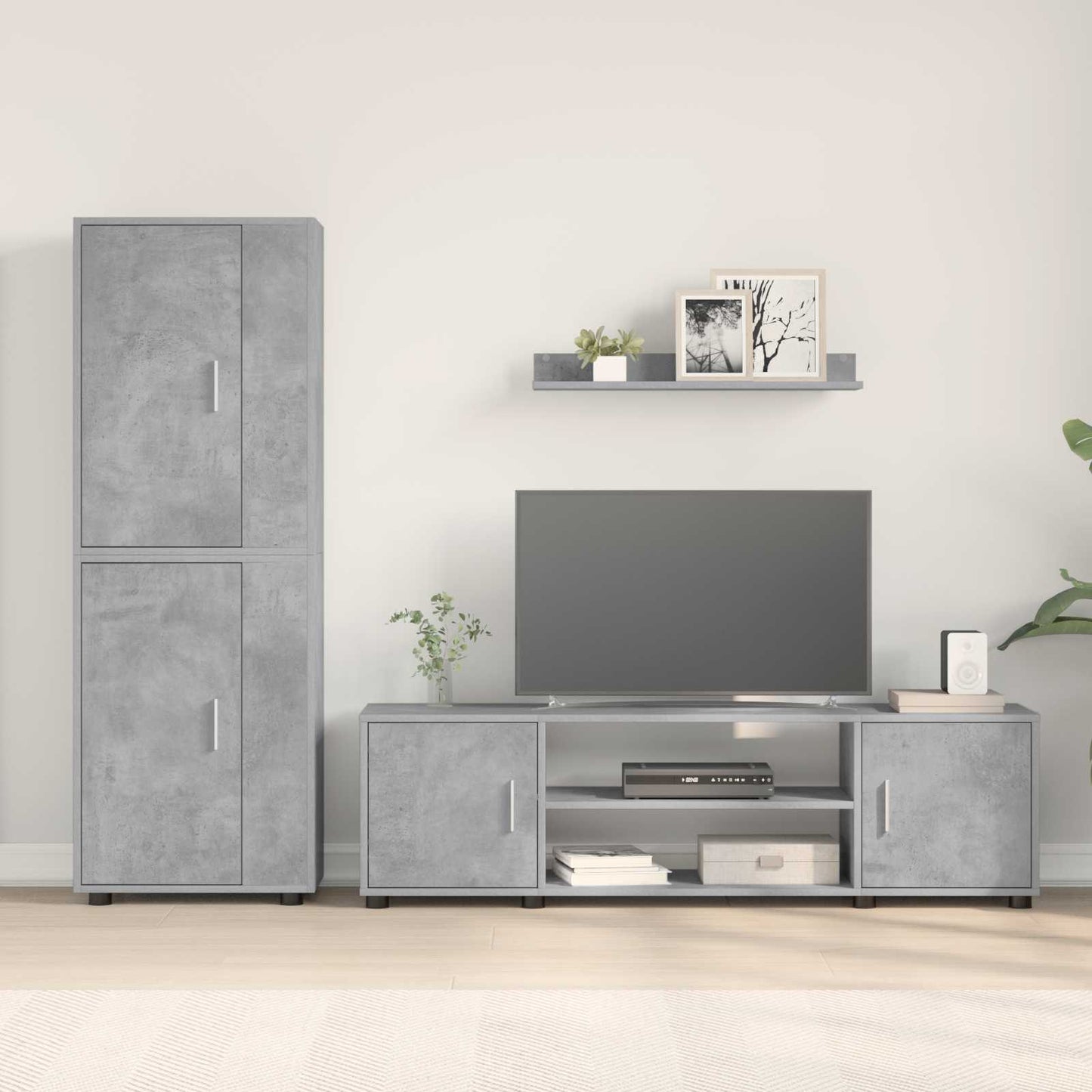 TV Cabinet Set Wall-mounted 4 pcs Concrete Grey Engineered wood