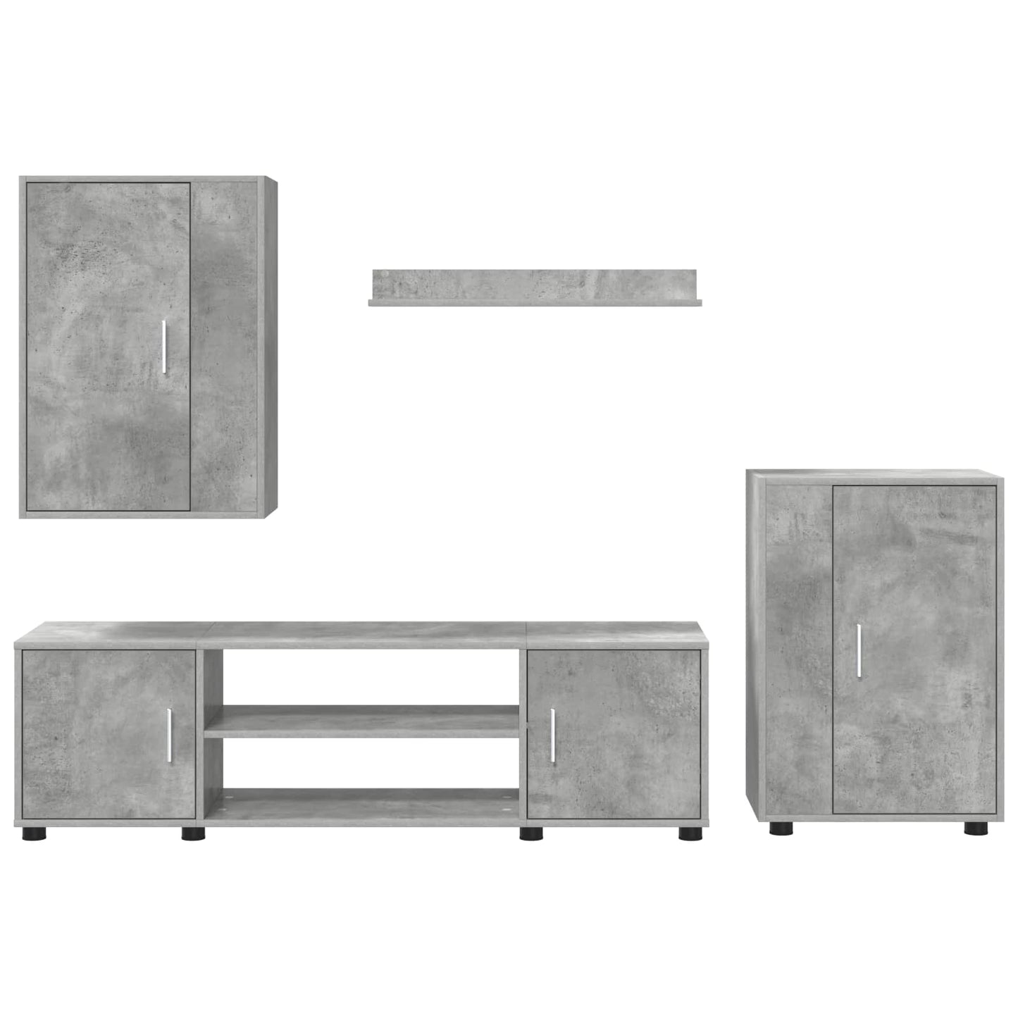 TV Cabinet Set Wall-mounted 4 pcs Concrete Grey Engineered wood