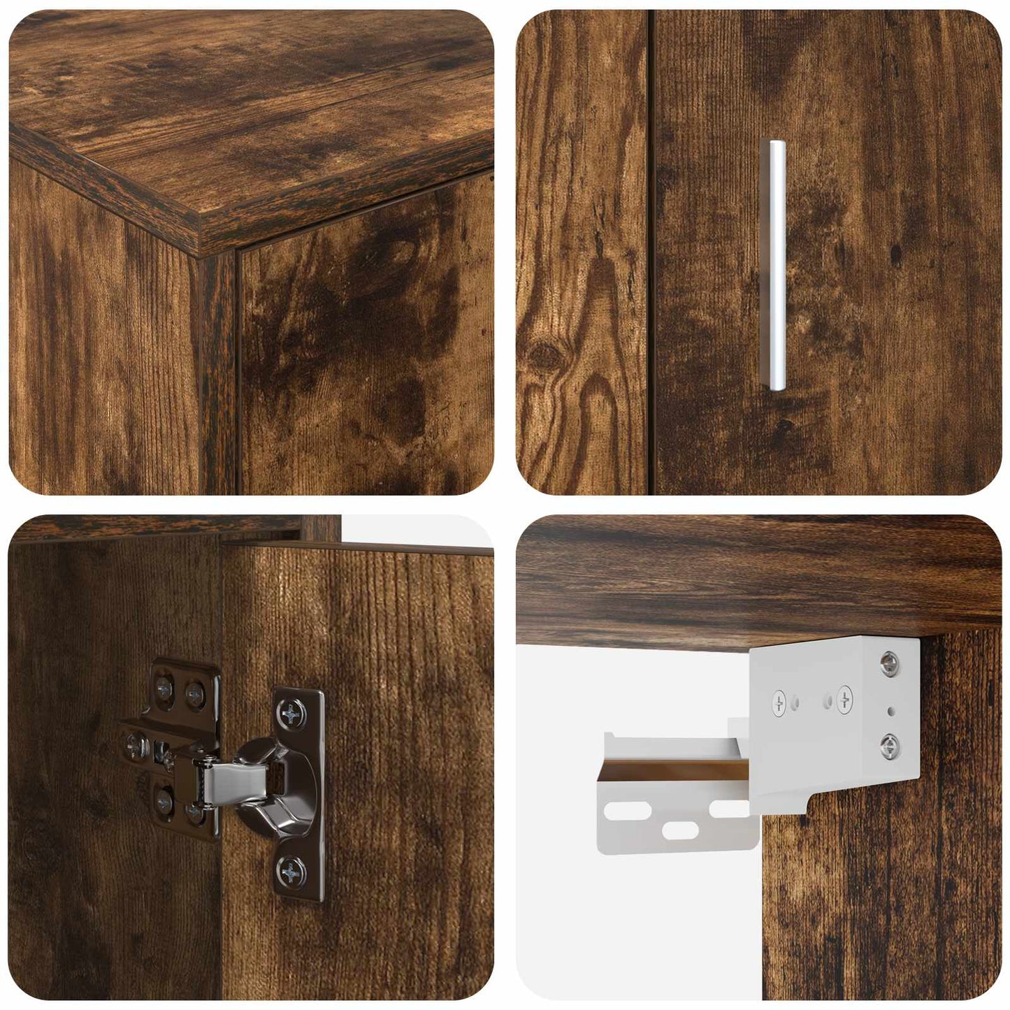 TV Cabinet Set Wall-mounted 4 pcs Somoked Oak Engineered wood