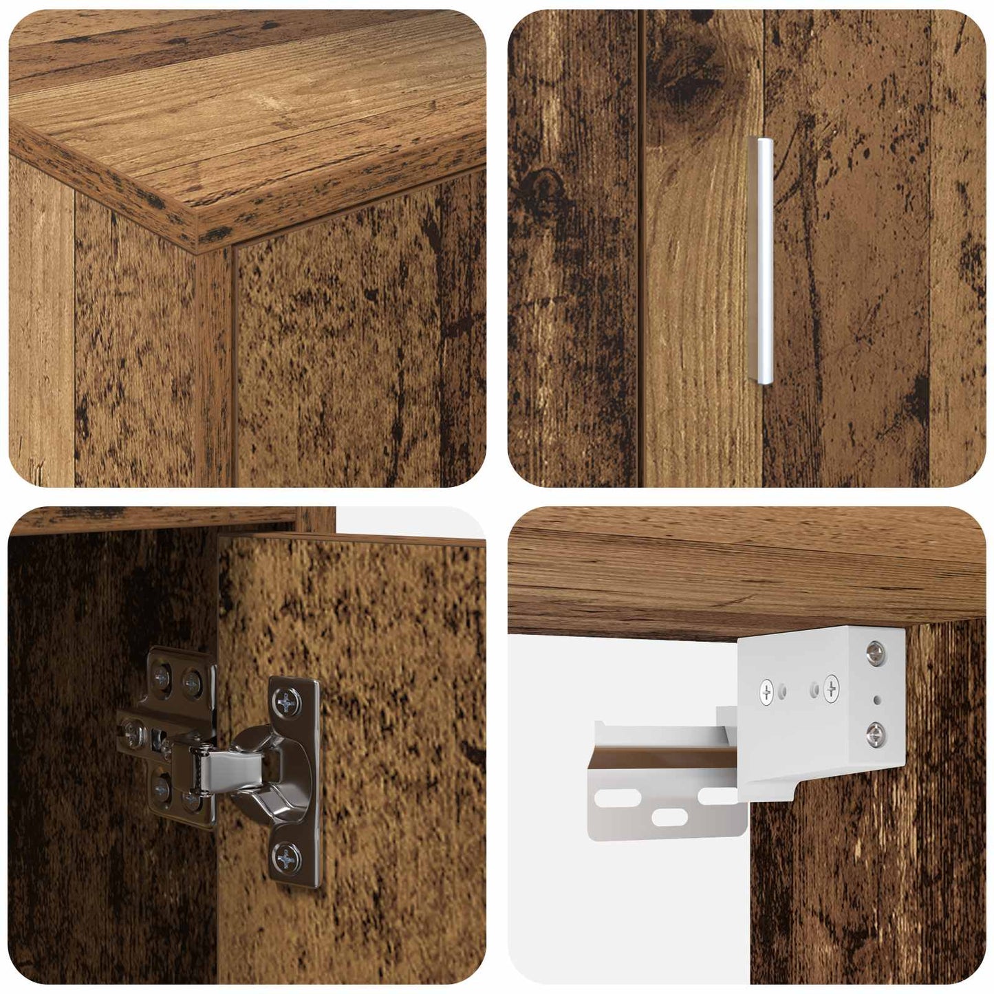 TV Cabinet Set Wall-mounted 4 pcs Old Wood Engineered wood