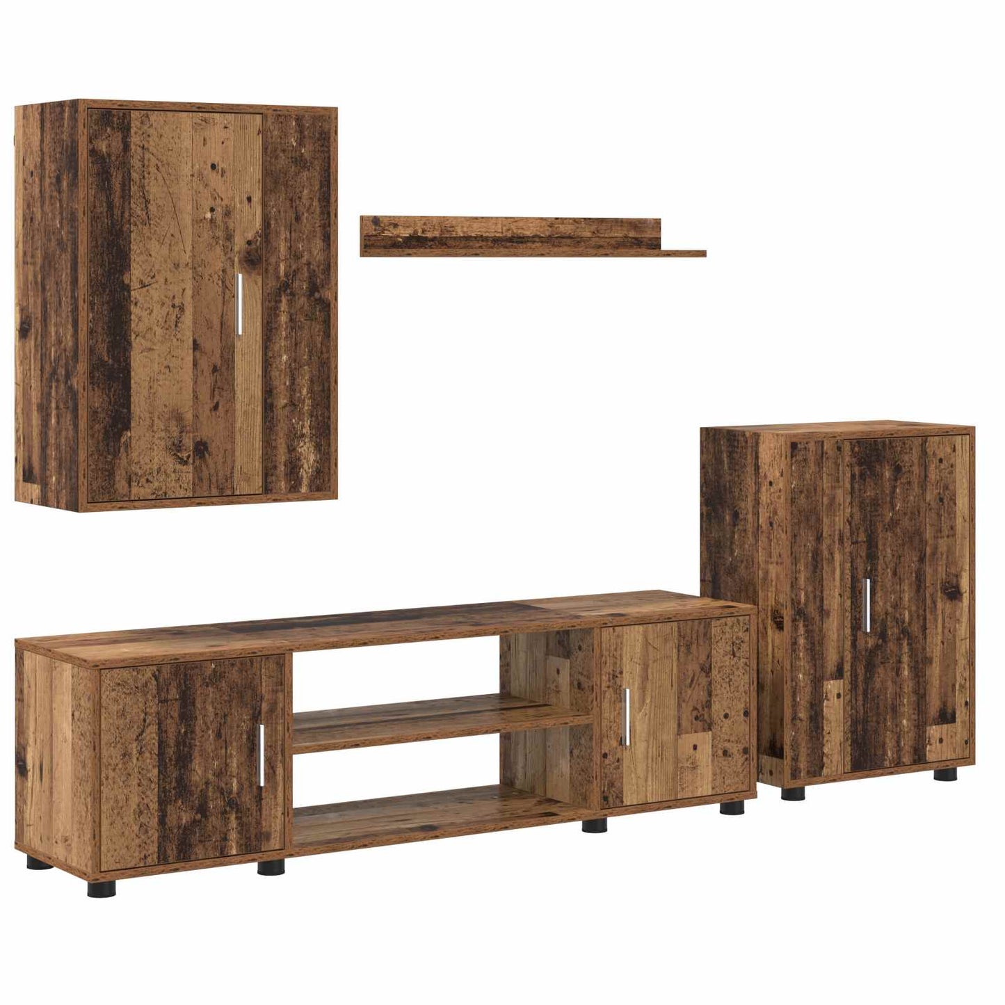TV Cabinet Set Wall-mounted 4 pcs Old Wood Engineered wood