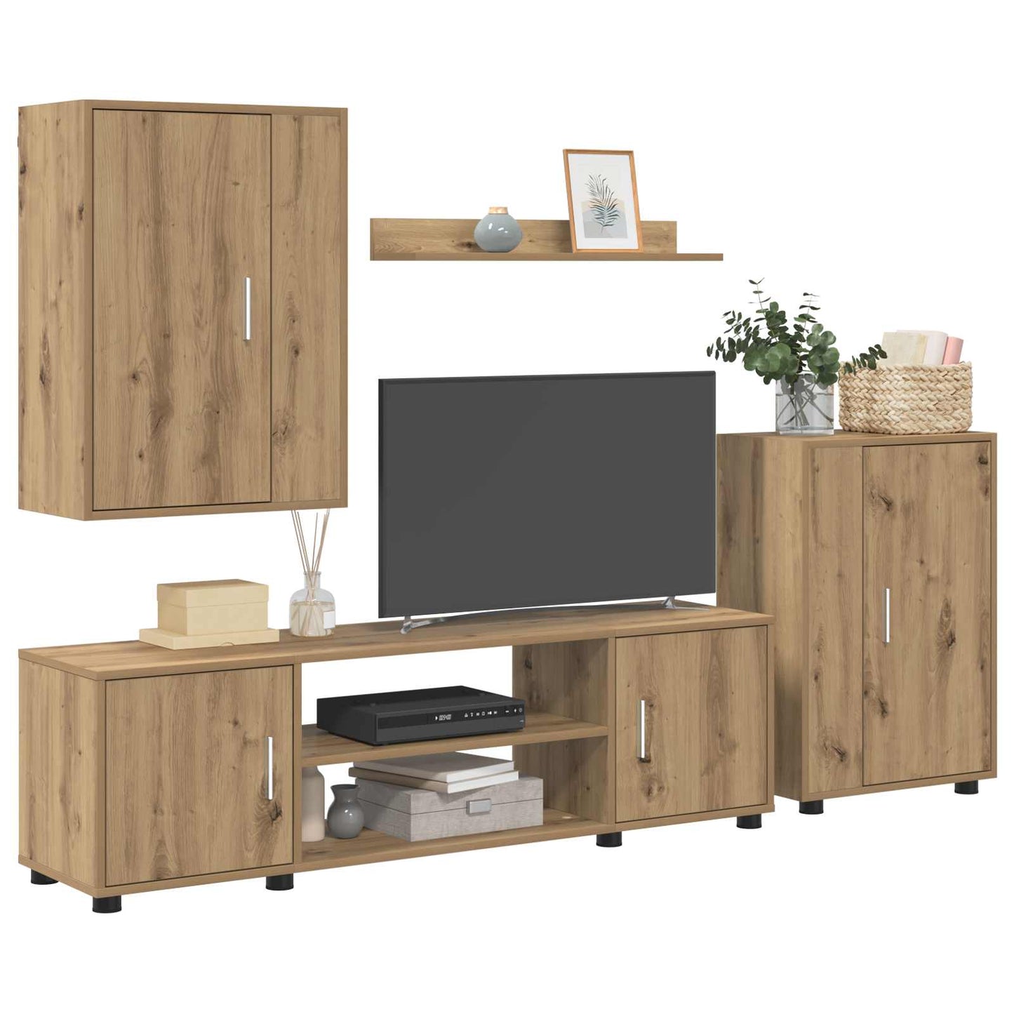 TV Cabinet Set Wall-mounted 4 pcs Artisan Oak Engineered wood