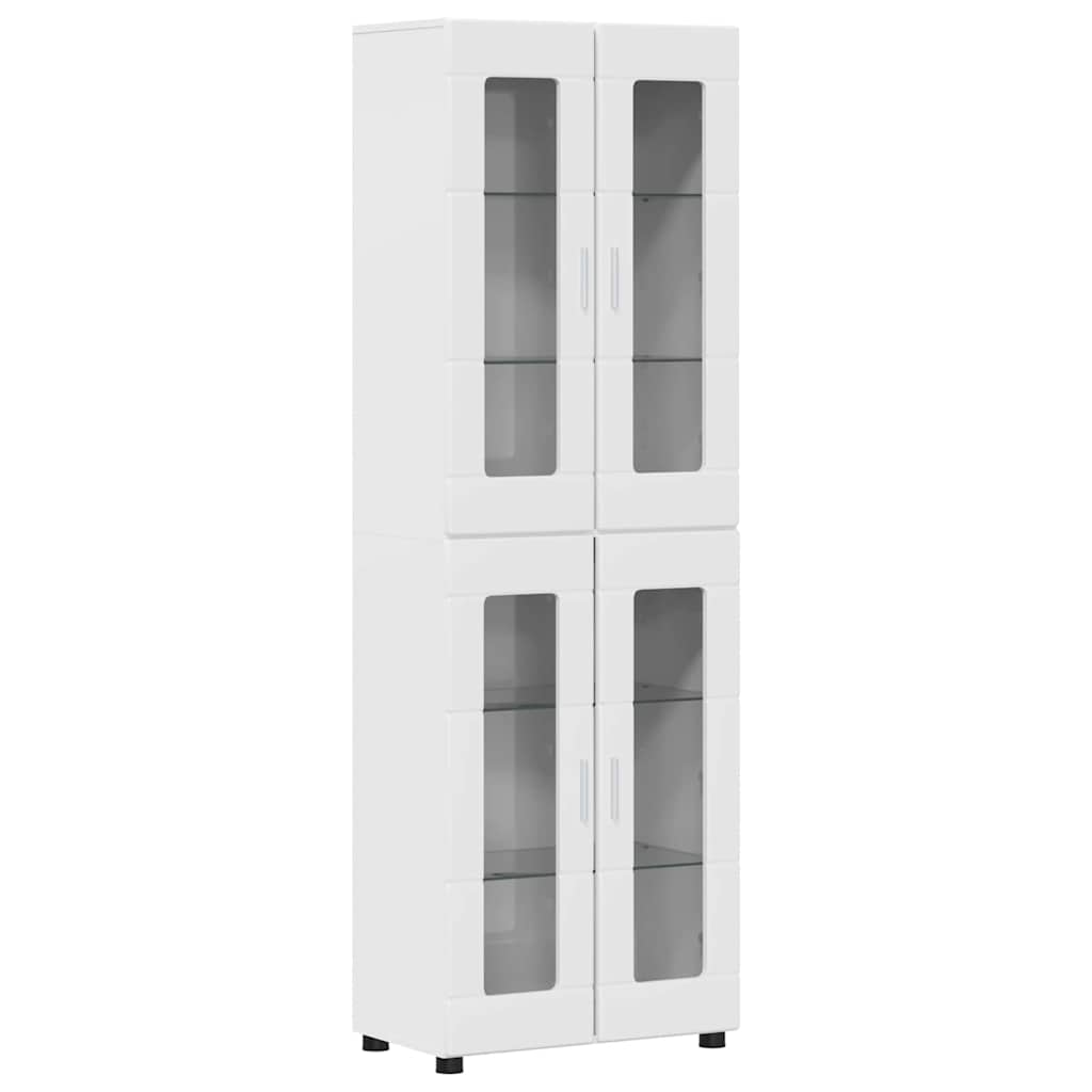 Highboard with Shelf FLORIN High Gloss White 60 x 35 x 182 cm